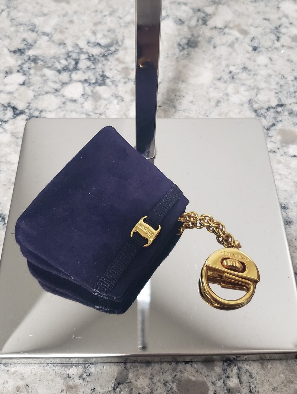 Salvatore Ferragaomo Gancini Micro Suede Coin Purse Key Pouch